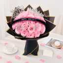Waipfaru Glitter Roses Bouquet,Birthday Gifts for Women Mom,DIY Fake Flowers Bouquet with Birthday Stand-Up Signs,36 Pink Rose for Grandma Wife Friends