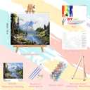 Landscape Paint by Numbers for Adults with Framed Canvas-with Wooden Easel,Scenery Paint by Number on Canvas,DIY Acrylic Oil Painting Kits with Brushes Nice Gift Box for Home Wall Decor(16x20inch)
