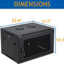 6U Wall Mount Server Cabinet Network Rack Vented Enclosure Locking Door, 14.3" H x 22.4" W x 17.7" D