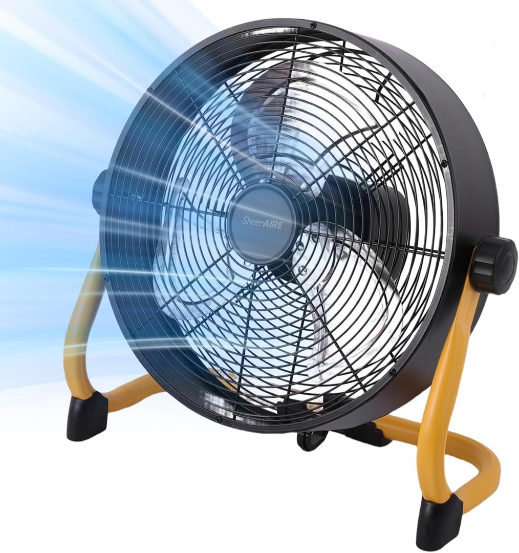 15" Rechargable Battery Operated Fan for Camping,12 Speeds Cordless Floor FanRechargeable Portable Fan for Travel Indoor Outdoor, 12000mAh, 360Manual Tilt (Yellow Black)