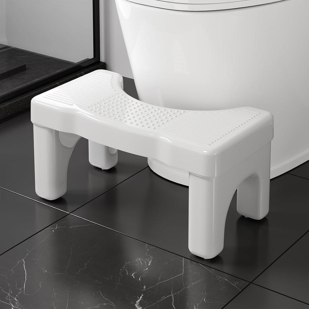 Kzeirm 9 inch Toilet Step Stool Squat Adult, Upgraded Toilet Feet Stool, Bathroom Poop Stools for Adults, Pooping Stool Strong Loading Bear Capacity, White, 1 Pack