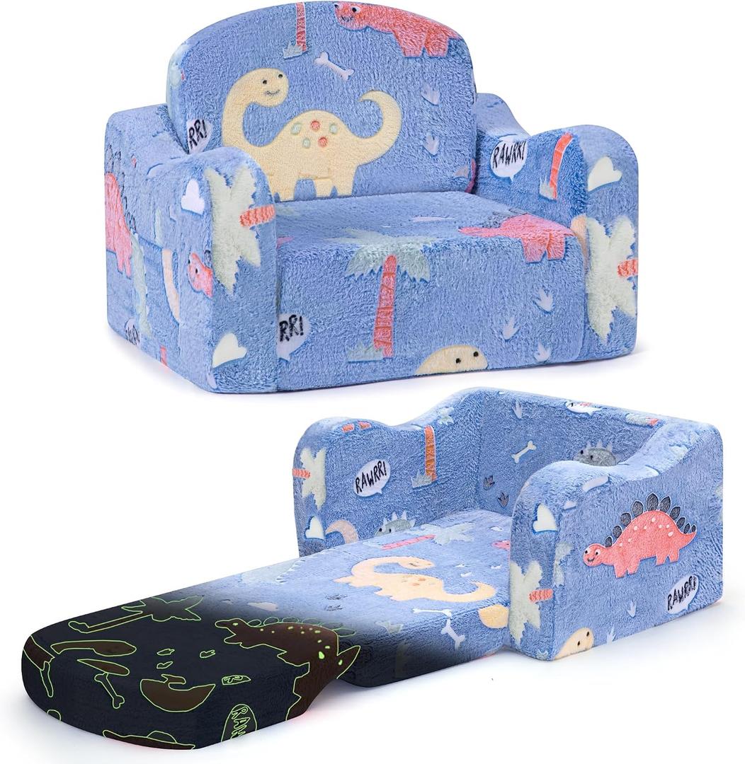 aodisman Thick Comfy Toddler Chair and Couch for Kids,2-in-1 Soft Plush Fold Out Sofa for Children,Convertible Couch to Lounger for Toddler