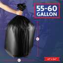 55-60 Gallon Trash Bags Heavy Duty - Bulk 150 Pack Large Garbage Bags - Big Black Commercial Trash Can Liners - Made In USA
