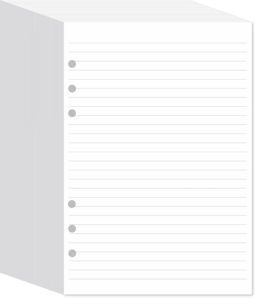 A5 Lined Paper 6-Hole Punched, 500 Sheets (1000 Pages), Compatible with Filofax A5 Organizer, 100gsm, White