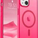 SUPFINE Magnetic for iPhone 15 Case (Compatible with MagSafe) (Military Grade Drop Protection) Slim Translucent Matte Shockproof with Anti-Fingerprint Phone Case, Hot Pink