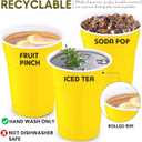 Zopeal 200 Count 18 Ounce Plastic Disposable Cups Beverage Drinking Heavy Duty Large Party Cold Drink Plastic Cups for Birthday Graduation Halloween Drinks Soda Punch Barbecues Picnics (Yellow)