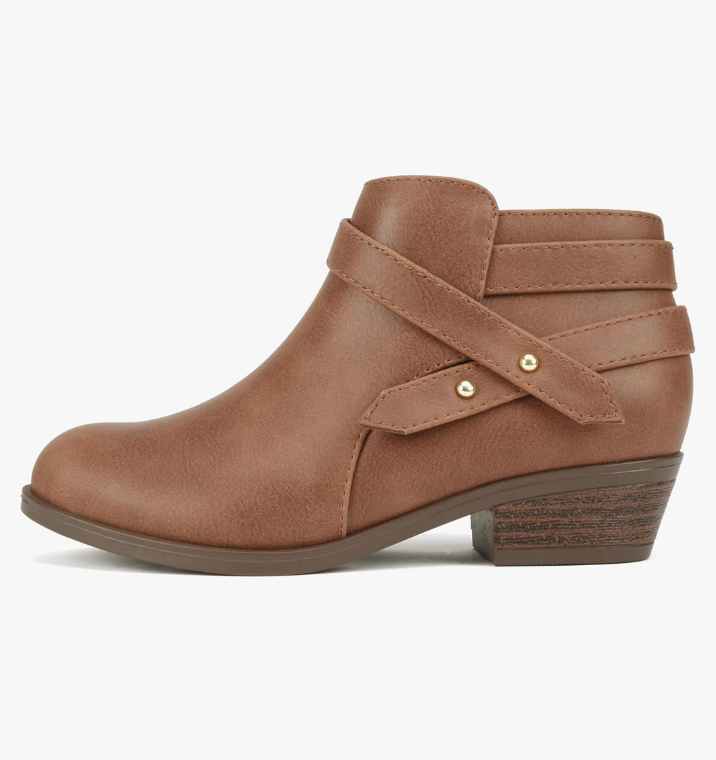 Soda SWEETEN-2 ~ Little Kids/Girls/Children's Fashion Closed Toe Multi Strap Ankle Bootie Block Heel size 7.5