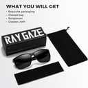 3 x Polarized Sports Sunglasses for Men and Women, Wraparound Unbreakable Frame for Driving, Fishing, Cycling, Running (Grey Lens/Black Frame)