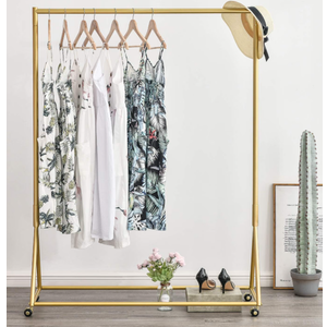 BOSURU Gold Pipe Clothing Racks Freestanding, Modern Metal Clothes Rack Heavy Duty, Easy Assemble Clothing Rack for Hanging Boutiques and Bedroom 47" L