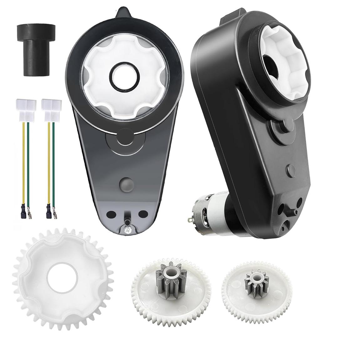 2Pack 1.9cm/0.74in 24V RS555 40000RPM Fast Drive Motor Gearbox for Power Wheels Motor Upgrade,1.6cm/0.61in High Speed Steel Gears Motor Gearbox for Kid's Ride on Toys Car Replacement Parts,18V 20V