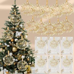 Kasyat Christmas Thank You Ornaments for Coworkers Employee Appreciation Gifts Bulk Acrylic Hanging Round Pendant Xmas Tree Ornament with Card for Team Nurse Teacher(36 Pcs,Thank You)