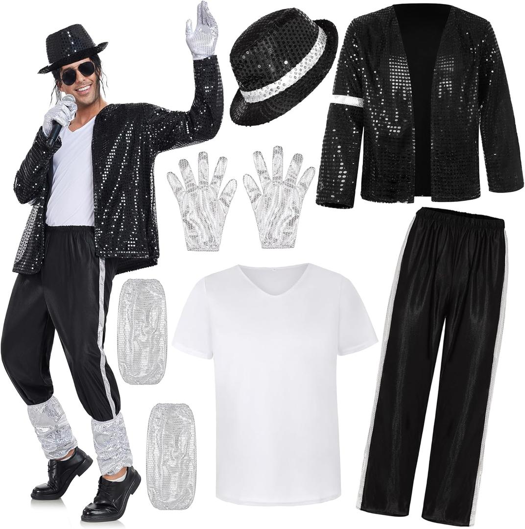 Men's Dance Star Costume for Men 80s 90s Pop Stage Outfits for Halloween Cosplay Party (XX-Large)