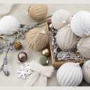 12PCS Neutral Christmas Ornaments Balls Set, 3.15" Jute Burlap & Fabric Hanging Baubles, Rustic Farmhouse Textured Tan Xmas Tree Decorations for Holiday Party Home Decor