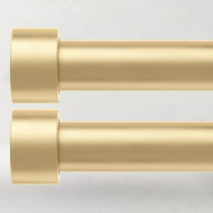 2 Pack Curtain Rods for Windows 48 to 84 Inch(4-7ft), 1 Inch Gold Adjustable Heavy Duty Curtain Rod Set, Modern Style Outdoor Drapery Rods for Patio Bedroom, Size 32"- 90"