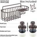 HASKO Shower Caddy Suction Cup with Hooks & Soap holder, Shower Shelf, Bathroom Storage Organizer, Rustproof Shampoo Holder, Bronze (Bronze (1 Pack))