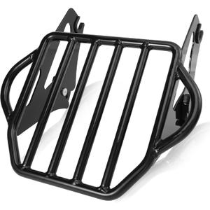 Black Detachable Two-Up Luggage Rack Motorcycle Rear Mounting Rack for Harley Touring Street Glide Road King Road Glide Electra Glide CVO Limited Custom 2009-2025 (Harp-shaped 15")