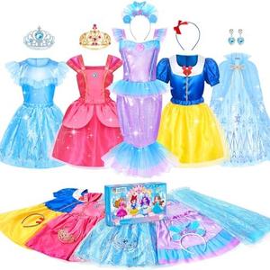 Jeowoqao Princess Dress Up Princess Dress for Girls, Dress up Clothes Little Girl Princess Pretent Play Costume Christmas Birthday Gift for Toddler Girls Age 3 4 5 6 Years