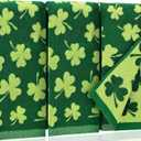 AEUEFUEA 3 Pack Green Shamrock Cotton Towels Set, 25" L x 16" W Hand Towels for Kitchen and Bathroom, Soft Absorbent Holiday Home Dcor