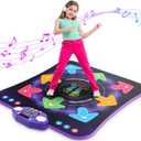 Dance Mat Toys for 3-12 Year Old Kids, Kids Dance Mat with Light-up 8-Button Wireless Bluetooth, Dance Pad Toy with 5 Game Modes, Christmas Birthday Toys Gifts for 3 4 5 6 7 8 9 10+ Year Old Girls