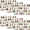 Artoid Mode White Xmas Tree Christmas Placemats Set of 6, 12x18 Inch Winter Table Mats for Party Kitchen Dining Decoration (Red/Beige)