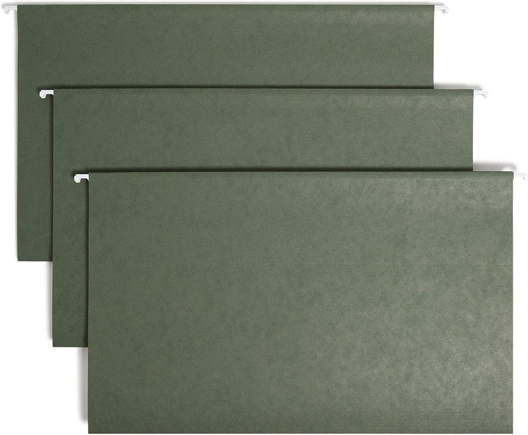 Smead Hanging File Folder with Tab, 1/3-Cut Adjustable Tab, Legal Size, Standard Green, 25 per Box