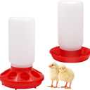 Chicken Feeder and Waterer Set Hanging Chicken Waterer Feeder for Poultry Duck Quail Chick Baby Automatic Chicken Feeders no Waste Bird Water Dispenser Chicken Coop Accessories Supplies (Red)