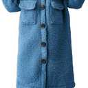 Long Coat for Girls Fleece Jackets 4-7 Years Knee-Length Lightweight Coats (Blue)