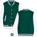 babyhealthy Women's Men's Varsity Baseball Jacket Casual Letterman Bomber Jacket Windbreaker Lightweight Jacket Coat (Green, L)