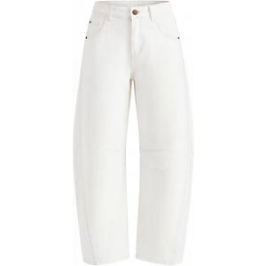 ZESICA Womens Barrel Jeans for Women Trendy 2026 High Waisted Wide Leg Stretchy Baggy Ankle Denim Pants with Pockets (Large, White)