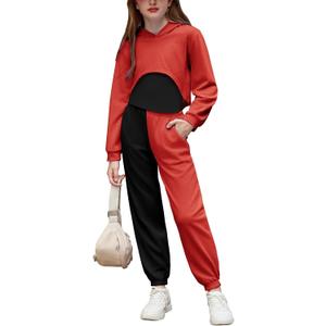 Arshiner 3 Piece Girls Jogger Set Sweatsuits Crop Sweatshirt Hoodie Adjustable Cami Top and Sweatpants