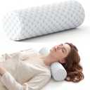 Neck Roll Pillow for Neck Pain Relief - Memory Foam Neck Support Pillow for Bed, Cylinder Pillows, Round Neck Pillow for Sleeping, 15.7 * 5 * 5 inch (Cool-Blue)