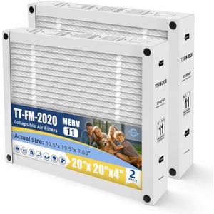 20X20X4 Air Filter MERV 11 Compatible with TopTech TT-FM-2020 Carrier TT-MAC-2122 TT-MAC-2020 Furnace filter Foldable(2-PACK)