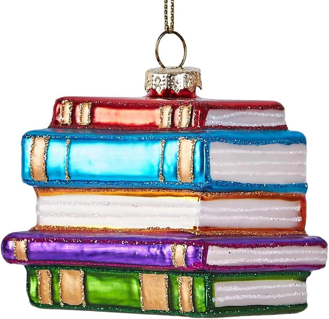 Hanging Christmas Ornaments 2025, Handcrafted Glass Blown Xmas Tree Decorations Holiday Ornaments Funny Gifts Collectible Winter Festival Decor for Home Party, Book