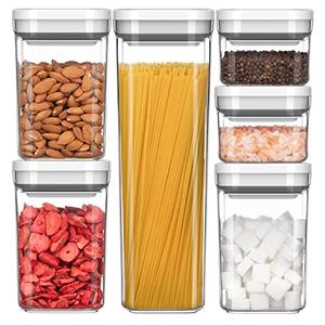 MR.SIGA Airtight Food Storage Container Set, BPA Free Kitchen Pantry Organization Canisters, One-handed Kitchen Storage Containers for Cereal, Spaghetti, Pasta, White, Missing Items, Pack Of 3
