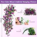 Geegoods Artificial Flowers for Outdoors Decoration, 4Pcs Faux Hanging Mums UV Resistant Realistic Silk Flowers for Outside Patio Porch Garden Yard Balcony Fall Decor (Double Purple)