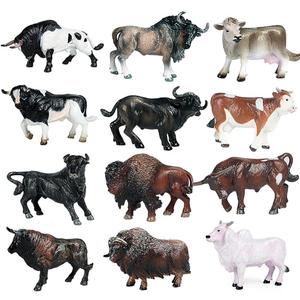 Hiawbon 12 Pcs Miniature Cattle Figurines Set Mini Cow Models Plastic Cattle Models