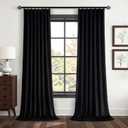 120 Inch Long Black Velvet Room Darkening Curtains 2 Panels Soft Elegant Luxury Velvet Pinch Pleated Drapes with Hooks for Living Room/Sliding Glass Door Floor to Ceiling Curtain 10FT,40W