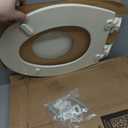 Mayfair Cassel Slow Close Toilet Seat, Easy Clean, Non Slip Premium Wood Seat, Easy Install, Made in USA, Round, Bone