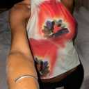 Women Y2k Halter Neck Tank Top Floral Print Backless Cami Top Sleeveless Tie Up Crop Top Summer Streetwear (S)