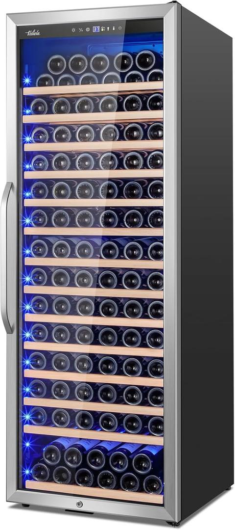 24 Inch Cooler Refrigerator Freestanding, Large Tall Built-in 154-Bottles Fridge, Large Capacity Cellar For Collection, (24"- 13.8 Cu. Ft.- Single Zone Cooler-Silver)