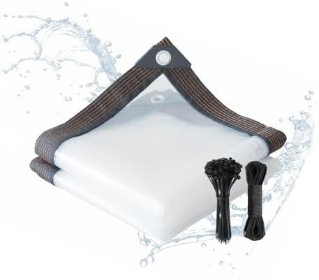 Vandham Clear Tarp, 8×10FT Plastic Tarps Heavy Duty Waterproof with Grommets, Rain Cover for Patio, Porch, Greenhouse, Chicken Coop Outside