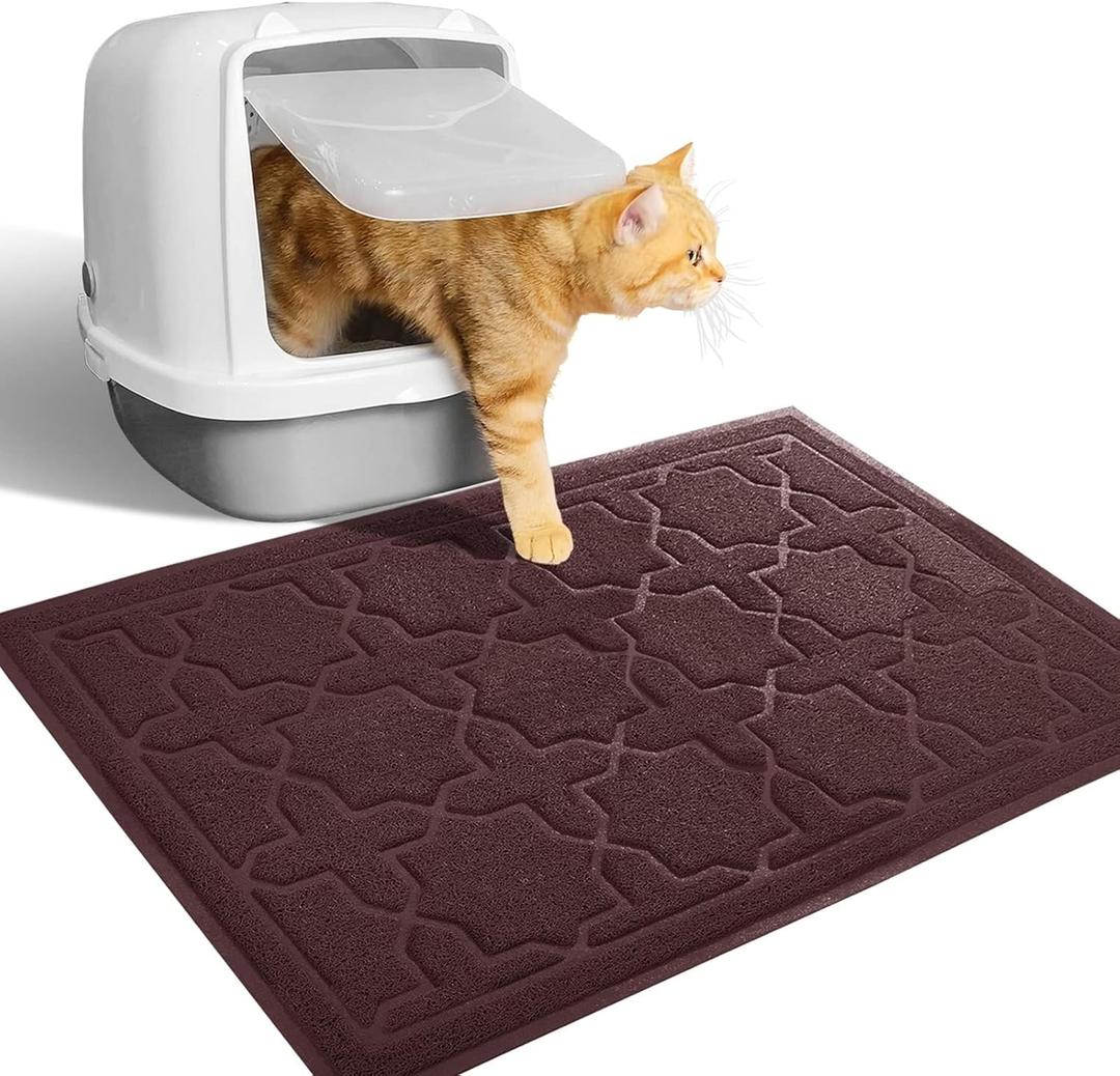 Yimobra Cat Litter Mat, 24"x20" Litter Mat with Litter Lock Mesh, Soft Cat Litter Mat Litter Trapping Mat, Easy to Clean, Non-Slip, Water Resistant, Litter Free Floors, Dark Coffee (Brown)