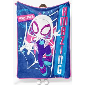 Jay Franco Kids Plush Throw Blanket Soft & Cozy Fleece Throw for Bedroom & Couch Dcor, Official Licensed Product, Blue - Ghost Spider, 46x60 - Throw Blanket