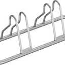 Simple Houseware 2-Bike Floor Storage Rack - Adjustable Bicycle Parking Stand & Garage Organizer for Road and Kids Bikes, Silver