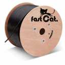 fast Cat. Cat6 Direct Burial Outdoor Ethernet Cable 1000ft Waterproof Cat6 Cable with OSP Jacket, 23AWG Solid Bare Copper, PoE++ (4PPoE), ETL & UL Listed, CMX, UTP 550MHz Bulk Ethernet Cable (Black)