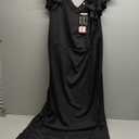 Women's Plus Size Maxi Dress Elegant V-Neck Ruffle Sleeves Bodycon Mermaid Dresses Evening Gown (3X-Large, Black)