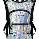 Zavothy Rave Hydration Backpack with 3L Bladder, Colorful Festival Hydration Pack with Side Pockets, Lightweight Water Backpack for EDM, Music Festivals, Hiking & Cycling