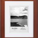 Gallery Solutions - 8"x10" Flat Walnut Frame - Rectangular Tabletop or Wall Mount - For 5"x7" Pictures - Premium Walnut Wood with Double White Mat - Versatile-Elegant For Home or Office Dcor - Traditional Photo Frame