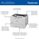 Brother HL-L5210DW Business Monochrome Laser Printer with Duplex Printing, Versatile PaperHandling, Wireless and Gigabit Ethernet Networking, and Mobile Printing, Works with Alexa