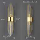 2-Light Modern Brushed Titanium Gold Wall Sconce with Clear Glass Crystal Luxury Wall Light Fixtures for Bedroom Living Room Bathroom Vanity Mirror Light Fixtures Set of 2